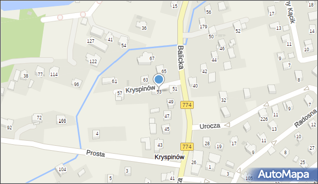 Kryspinów, Balicka, 53, mapa Kryspinów