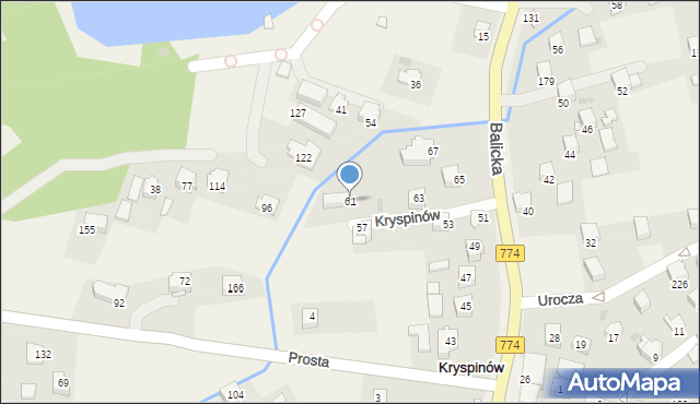 Kryspinów, Balicka, 61, mapa Kryspinów