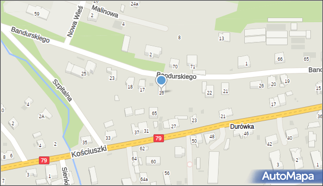 Krzeszowice, Bandurskiego Władysława, ks., 16, mapa Krzeszowice