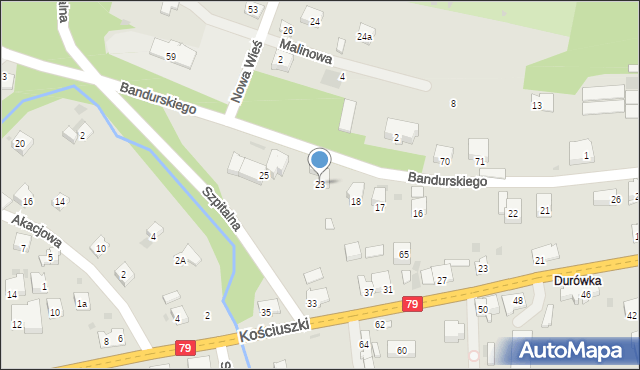 Krzeszowice, Bandurskiego Władysława, ks., 23, mapa Krzeszowice