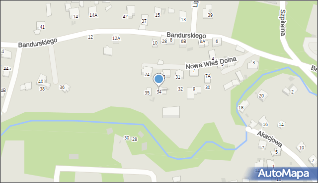 Krzeszowice, Bandurskiego Władysława, ks., 34, mapa Krzeszowice