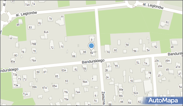 Legionowo, Bandurskiego Władysława, bp., 64, mapa Legionowo