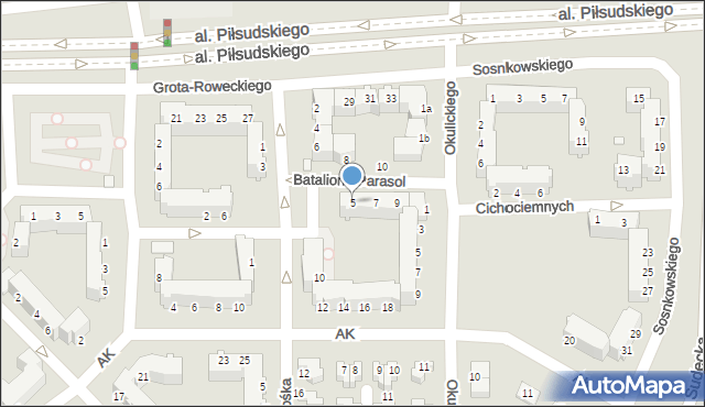 Legnica, Batalionu Parasol, 5, mapa Legnicy