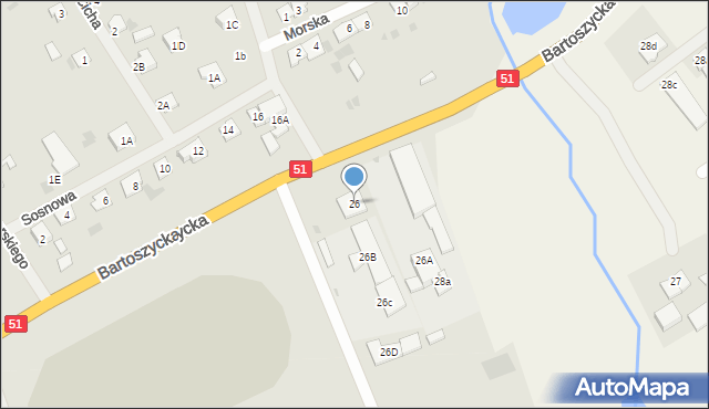 Lidzbark Warmiński, Bartoszycka, 26, mapa Lidzbark Warmiński