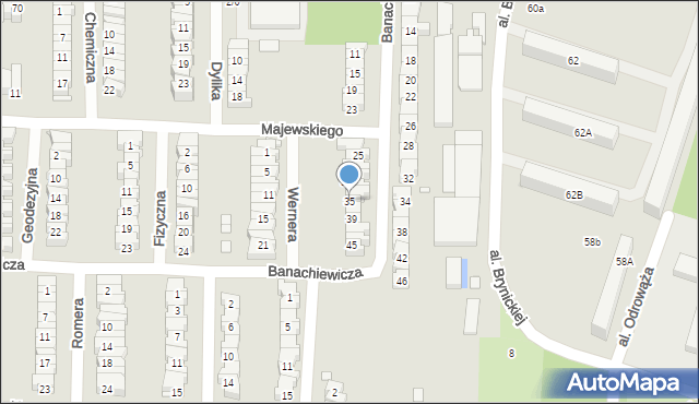 Łódź, Banachiewicza Tadeusza, prof., 35, mapa Łodzi