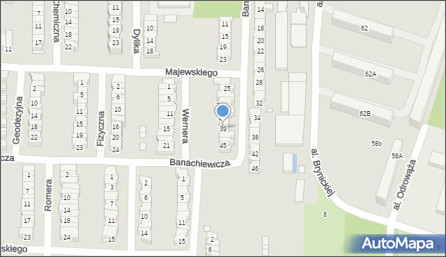 Łódź, Banachiewicza Tadeusza, prof., 39, mapa Łodzi