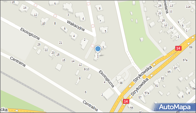 Łódź, Babiego Lata, 1, mapa Łodzi