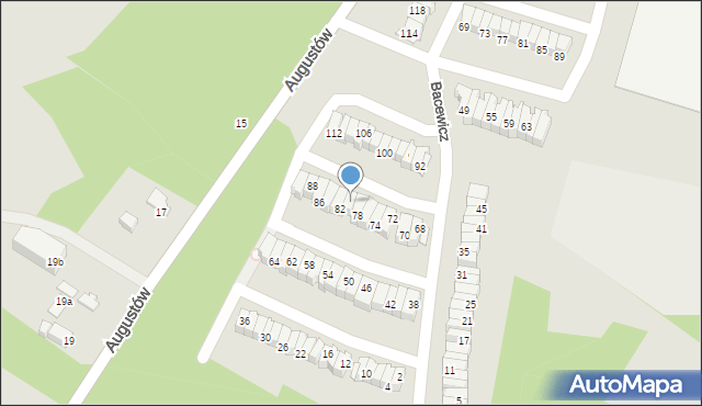 Łódź, Bacewicz Grażyny, 80, mapa Łodzi