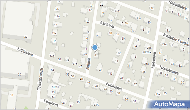 Łódź, Bajana Jerzego, 3, mapa Łodzi