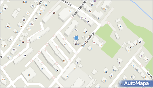 Łomianki, Baczyńskiego Krzysztofa Kamila, 18A, mapa Łomianki