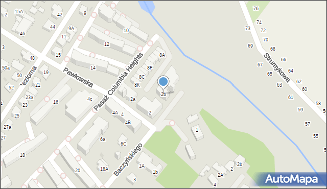 Łomianki, Baczyńskiego Krzysztofa Kamila, 2b, mapa Łomianki