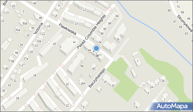 Łomianki, Baczyńskiego Krzysztofa Kamila, 4B, mapa Łomianki