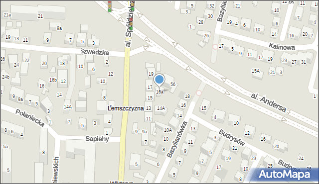 Lublin, Bazylianówka, 16a, mapa Lublina