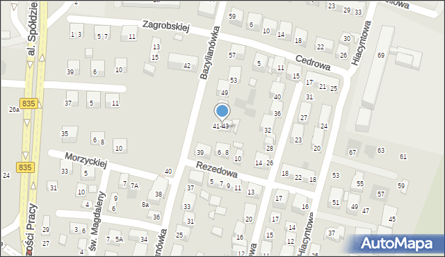 Lublin, Bazylianówka, 41/43, mapa Lublina