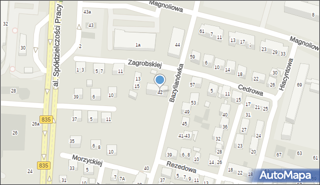 Lublin, Bazylianówka, 42, mapa Lublina