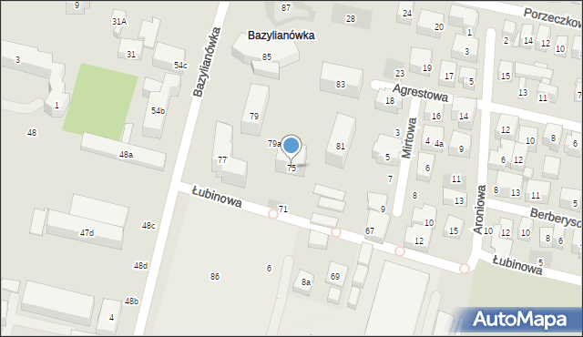 Lublin, Bazylianówka, 75, mapa Lublina