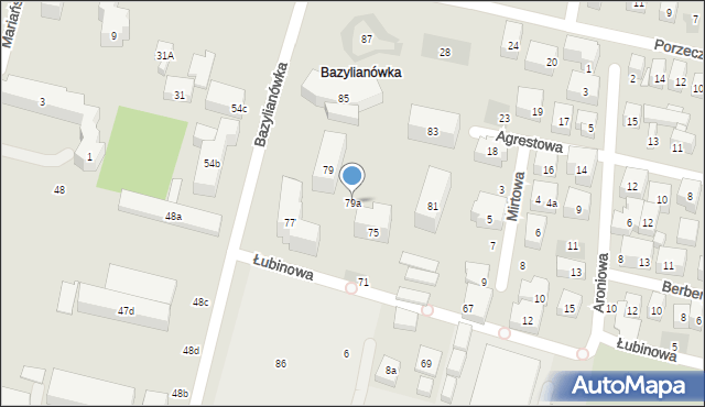 Lublin, Bazylianówka, 79a, mapa Lublina