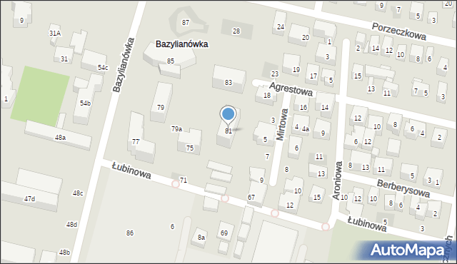 Lublin, Bazylianówka, 81, mapa Lublina