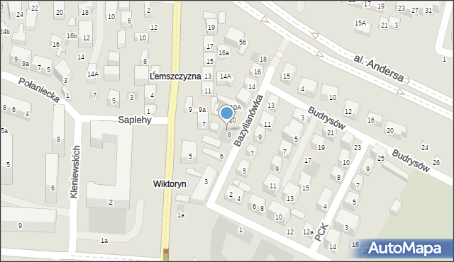 Lublin, Bazylianówka, 8A, mapa Lublina