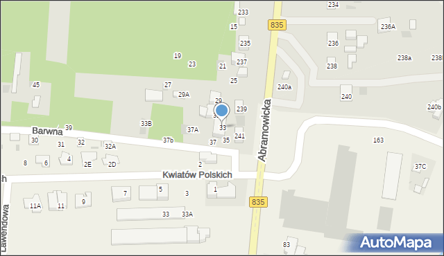 Lublin, Barwna, 33, mapa Lublina