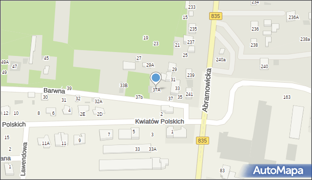 Lublin, Barwna, 37A, mapa Lublina
