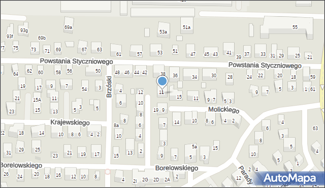 Lublin, Barszczewskiego Józefata, 9A, mapa Lublina