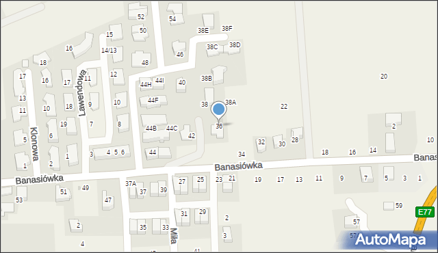 Michałowice, Banasiówka, 36, mapa Michałowice