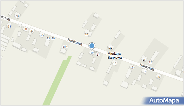 Miedzna Murowana, Bankowa, 19, mapa Miedzna Murowana