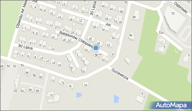 Mińsk Mazowiecki, Batalionów Chłopskich, 28, mapa Mińsk Mazowiecki