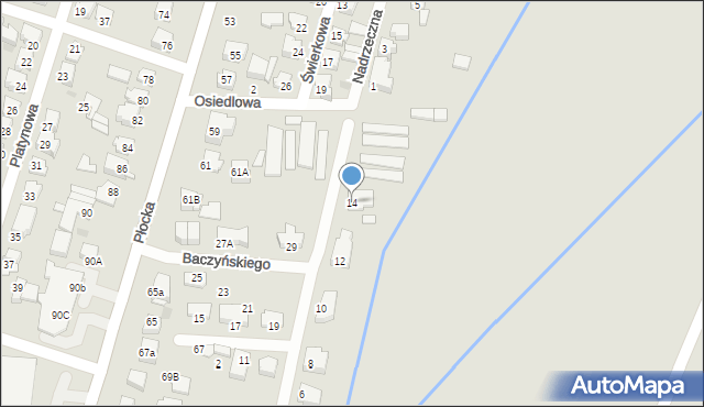 Mława, Baczyńskiego Krzysztofa Kamila, 14, mapa Mława