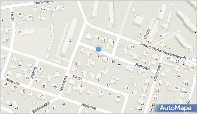 Mława, Bajkowa, 6, mapa Mława