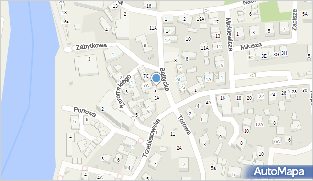 Mrzeżyno, Bałtycka, 3C, mapa Mrzeżyno