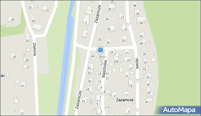 Muszyna, Basztowa, 17, mapa Muszyna