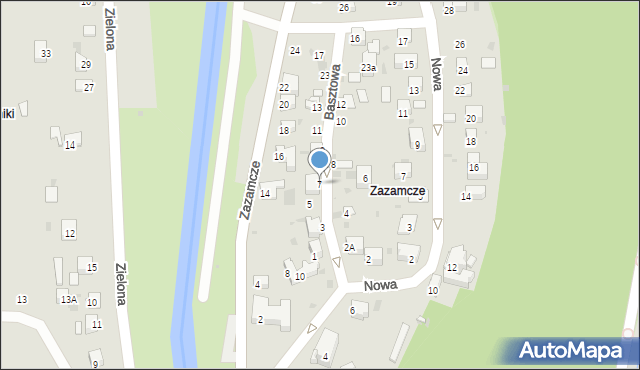 Muszyna, Basztowa, 7, mapa Muszyna