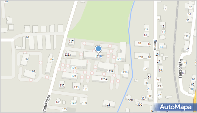 Nowy Sącz, Barbackiego Władysława, 121b, mapa Nowego Sącza