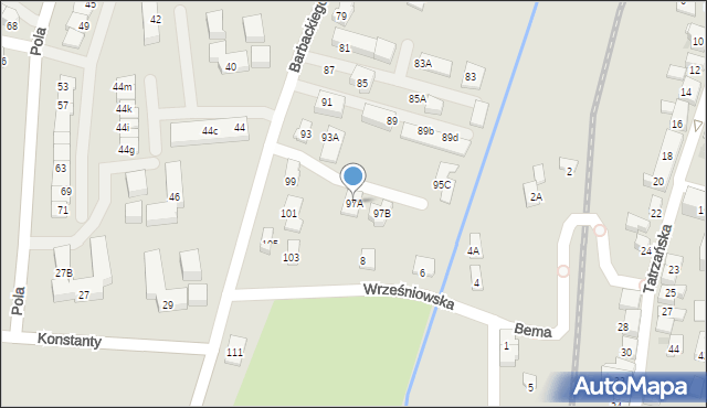 Nowy Sącz, Barbackiego Władysława, 97A, mapa Nowego Sącza