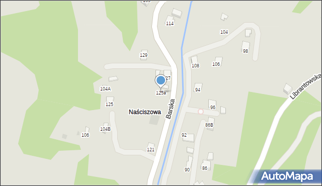Nowy Sącz, Barska, 125a, mapa Nowego Sącza