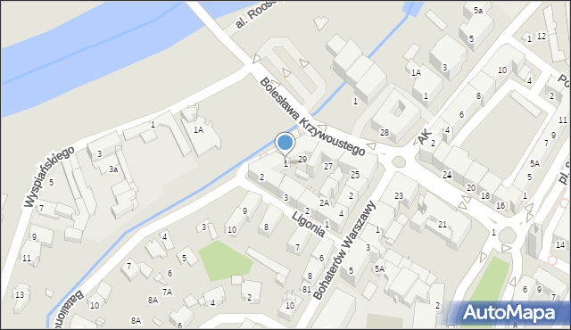 Nysa, Batalionów Chłopskich, 1, mapa Nysy