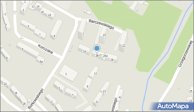 Olsztyn, Barczewskiego Walentego, ks., 26, mapa Olsztyna