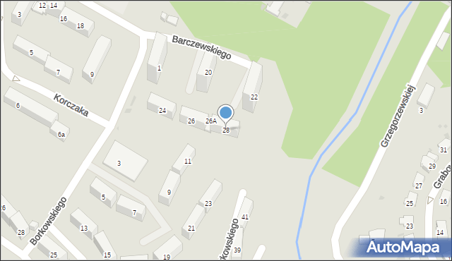 Olsztyn, Barczewskiego Walentego, ks., 28, mapa Olsztyna