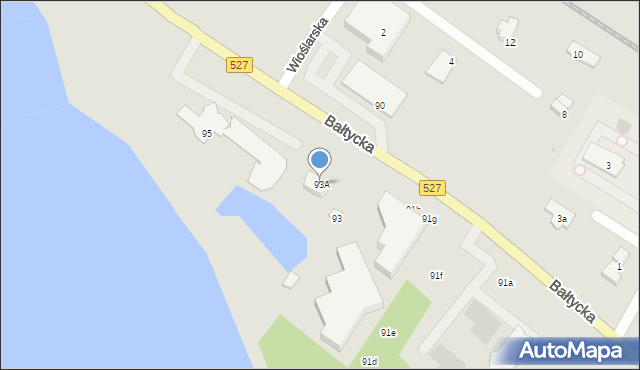 Olsztyn, Bałtycka, 93A, mapa Olsztyna