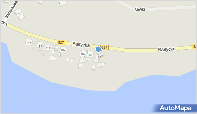 Olsztyn, Bałtycka, 103, mapa Olsztyna