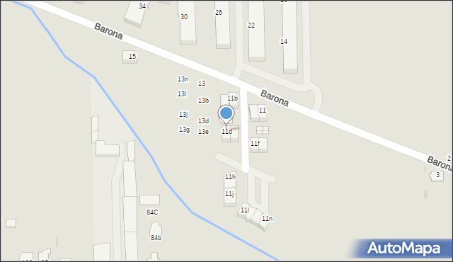 Opole, Barona Józefa, 11d, mapa Opola