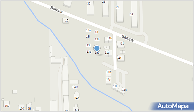 Opole, Barona Józefa, 13f, mapa Opola