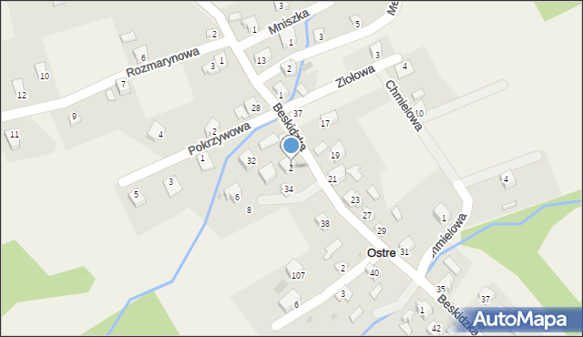 Ostre, Bazyliowa, 2, mapa Ostre