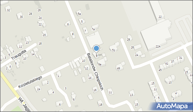 Ostróda, Batalionów Chłopskich, 9, mapa Ostróda