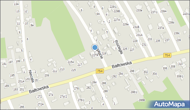 Ostrowiec Świętokrzyski, Bałtowska, 217A, mapa Ostrowiec Świętokrzyski