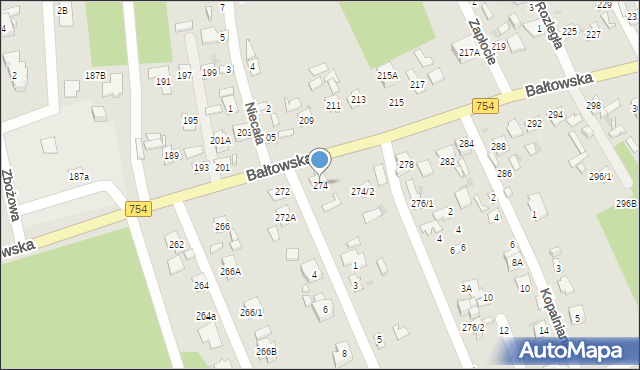 Ostrowiec Świętokrzyski, Bałtowska, 274, mapa Ostrowiec Świętokrzyski