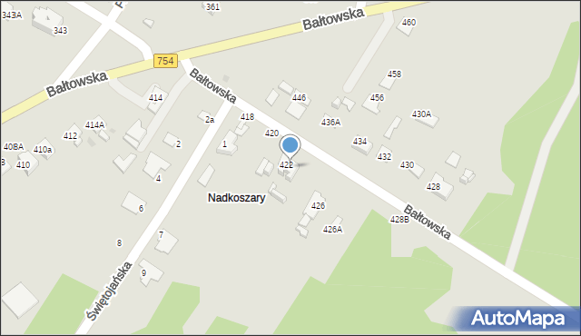 Ostrowiec Świętokrzyski, Bałtowska, 424, mapa Ostrowiec Świętokrzyski