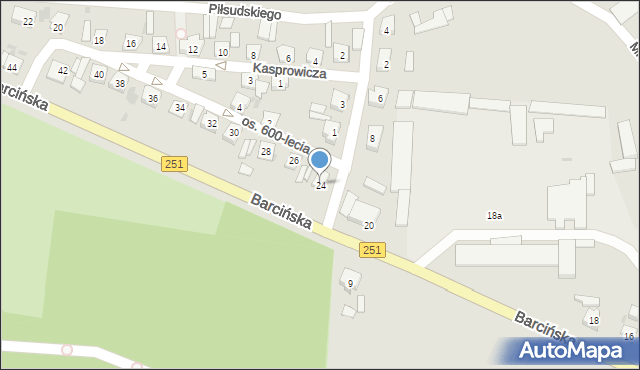 Pakość, Barcińska, 24, mapa Pakość